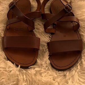 Brown Leather Kids Sandals